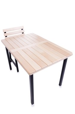 Üzerinde beyaz izole masa mobilya