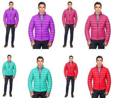 Moda konsepti olan genç bir adam beyazlara izole edilmiş.