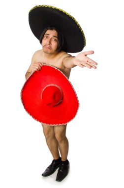 Çıplak Meksikalı adam beyazların üzerinde izole edilmiş.