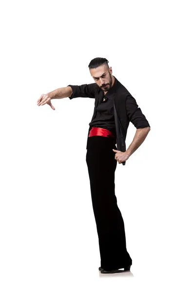 Man dancer dancing spanish dances isolated on white — Stock Photo, Image