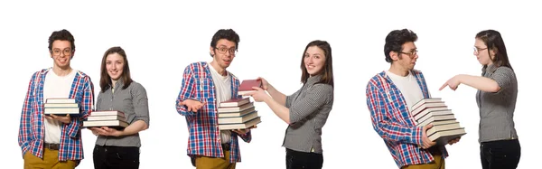 Pair of students isolated on white — Stock Photo, Image