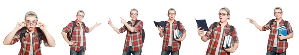 Foto composita di studente con libri — Foto Stock