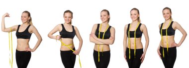 Diyet konseptinde santimetre olan genç bir kız.