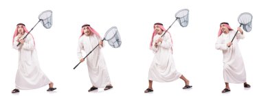 Ağ yakalayan Arap beyaz üzerine izole edilmiş.