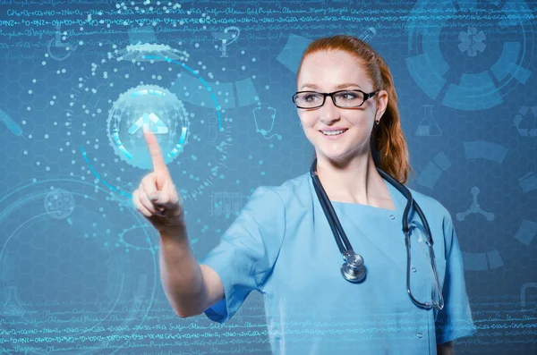 Female doctor with set of abstract elements — Stock Photo, Image