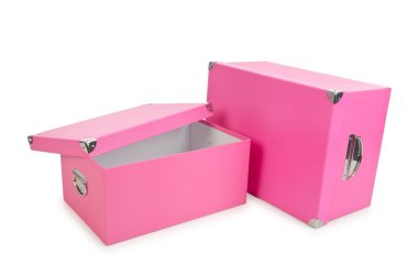 pembe giftboxes üzerinde beyaz izole