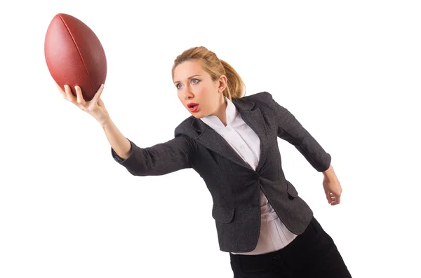 Mujer mujer de negocios con fútbol americano — Foto de Stock