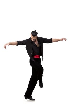 Erkek dansçı beyaz izole İspanyol dansları