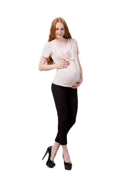 백인에게 고립된 젊은 임신부 — 스톡 사진