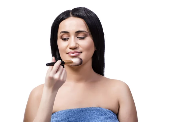 Mladá žena se make-up izolovaných na bílém — Stock fotografie