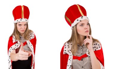 İş kadını kraliçe beyazda izole