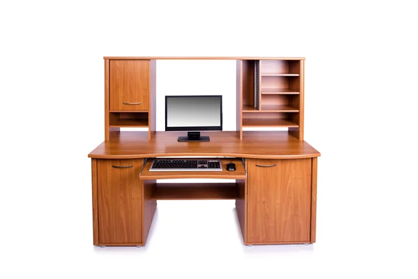 Computer home desk isolated on the white background — Stock Photo, Image