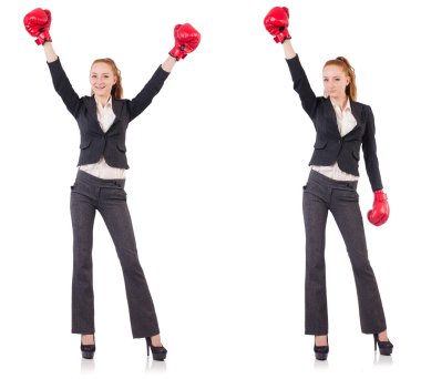 Beyaz eldivenli kadın iş kadını.