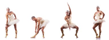 Beyaz bale etekli adam izole edilmiş.