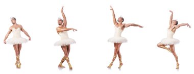 Beyaz bale etekli adam izole edilmiş.