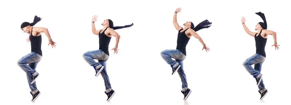 Tänzerin tanzt auf dem Weißen — Stockfoto