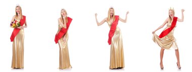 beyaz izole yarışmasında güzellik kraliçesi