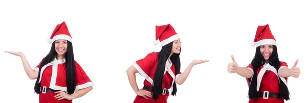 Vrouw santa geïsoleerd op de witte — Stockfoto