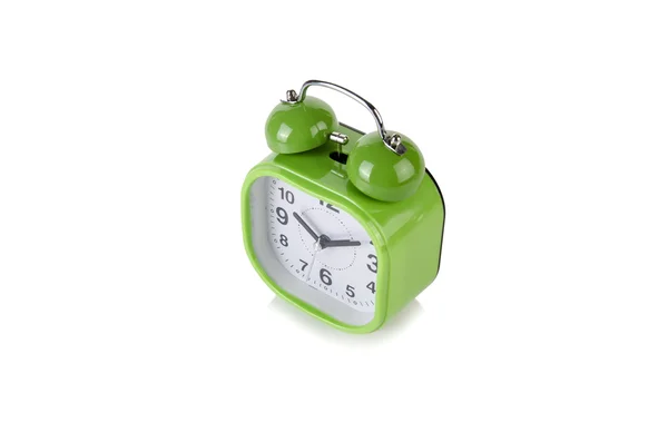 Reloj despertador en el tiempo concepto aislado en blanco —  Fotos de Stock