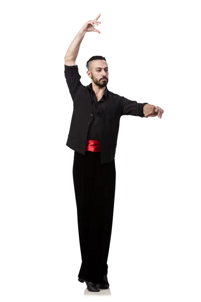 Erkek dansçı beyaz izole İspanyol dansları — Stok fotoğraf