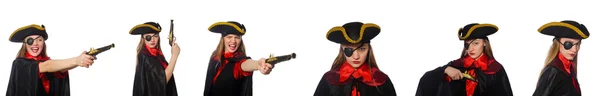 Piratin in verschiedenen Konzepten auf weiß — Stockfoto