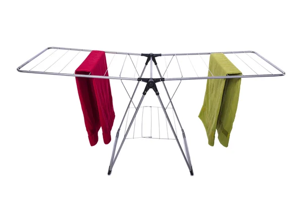 Collapsible clotheshorse isolated on the white background — Stock Photo, Image