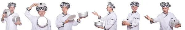 Set of photos with funny cook — Stock Photo, Image