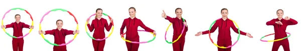 Mujer haciendo ejercicios con hula hoop —  Fotos de Stock