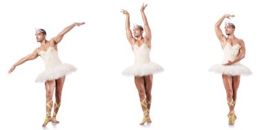 Beyaz bale etekli adam izole edilmiş.