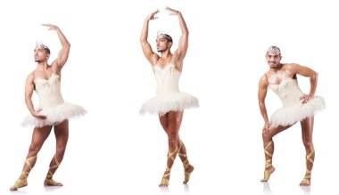 Beyaz bale etekli adam izole edilmiş.