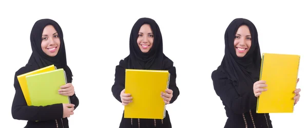 화이트에 고립 된 젊은 무슬림 여성 — 스톡 사진
