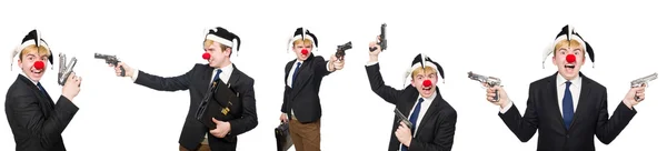 Zakenman clown in grappig concept geïsoleerd op wit — Stockfoto