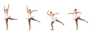 Beyaz bale etekli adam izole edilmiş.