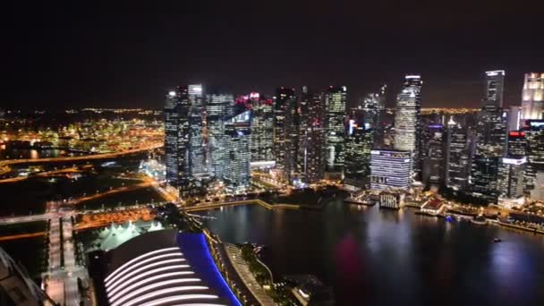 Večerní pohled na centrum Singapuru — Stock video