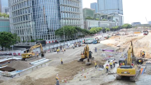 Hong Kong - AGOSTO 1, 2014: Hong Kong Construction site on August 1 in Hong Kong, China. Hong Kong tem muita construção em curso — Vídeo de Stock