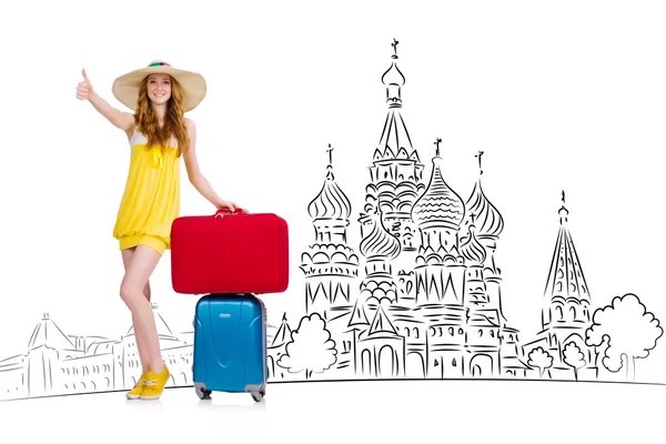 Young girl in concept of tourism to Russia — Stock Photo, Image