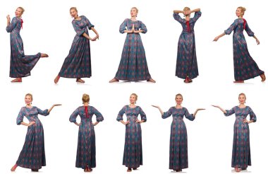 Çeşitli pozlarda kadın resmi.