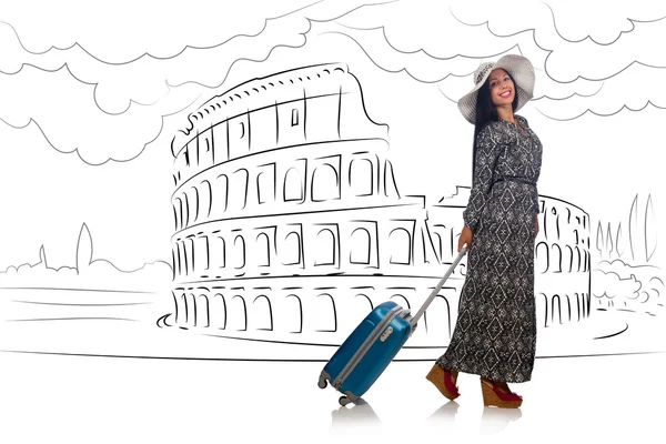 Jovem mulher viajando para Roma na Itália — Fotografia de Stock