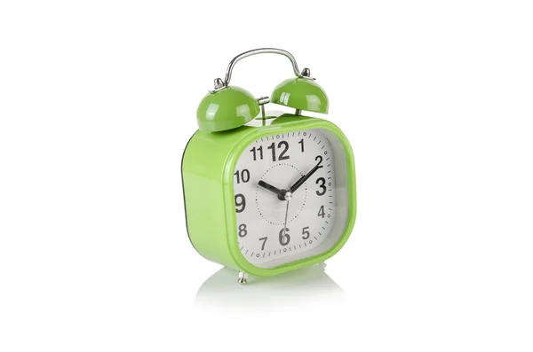 Relógio despertador no conceito do tempo isolado no branco — Fotografia de Stock