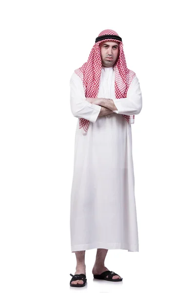 Infelice giovane arabo uomo isolato su bianco — Foto Stock
