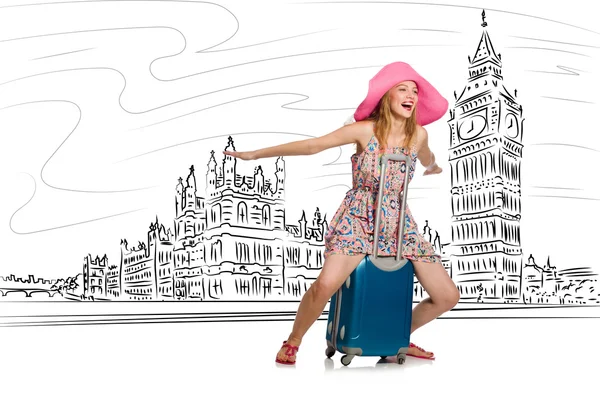 Utazás a londoni Egyesült Királyságban fiatal nő — Stock Fotó