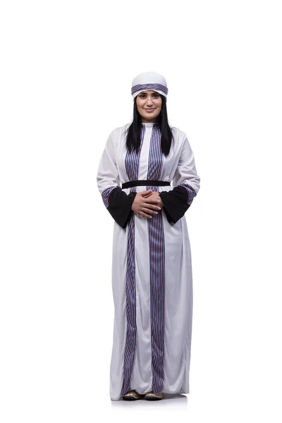 Mujer árabe aislada sobre el fondo blanco — Foto de Stock
