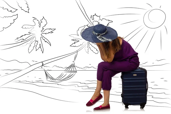 Mujer joven viajando isla tropical en concepto de viaje — Foto de Stock