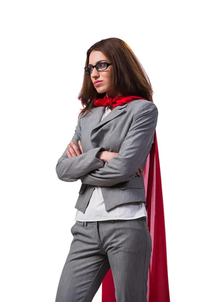 Jonge superwoman geïsoleerd op wit — Stockfoto