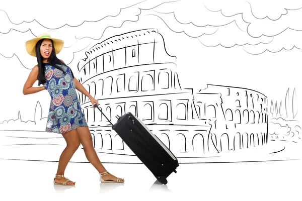 年轻女子前往意大利罗马 — 图库照片
