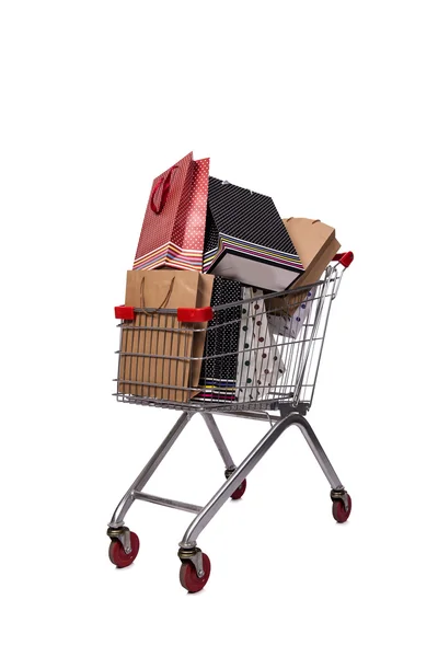 Shopping cart trolley isolated on the white background — Stock Photo, Image