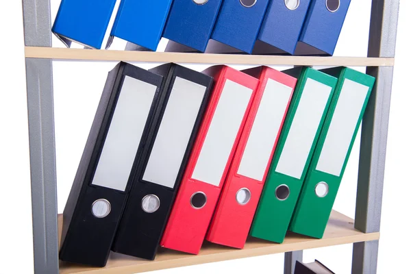 Many binder folders on the shelf — Stock Photo, Image