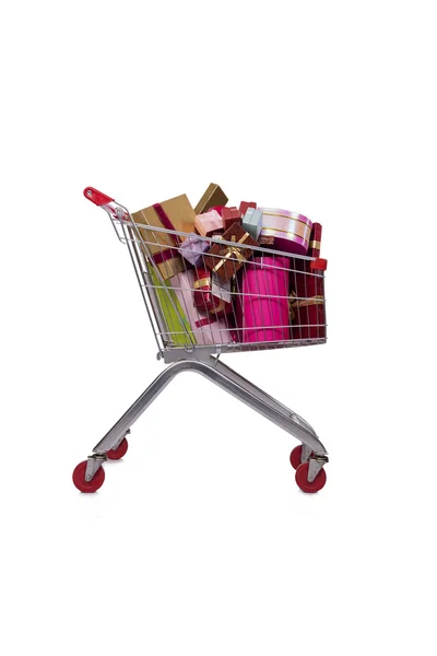 Shopping cart vagn isolerat på den vita bakgrunden — Stockfoto