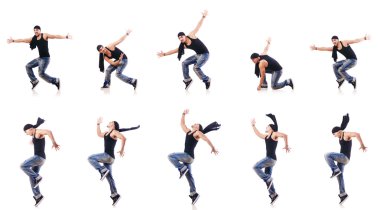 Dansçı beyaz üzerinde dans ediyor