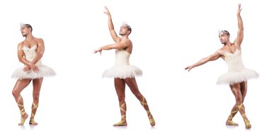 Beyaz bale etekli adam izole edilmiş.